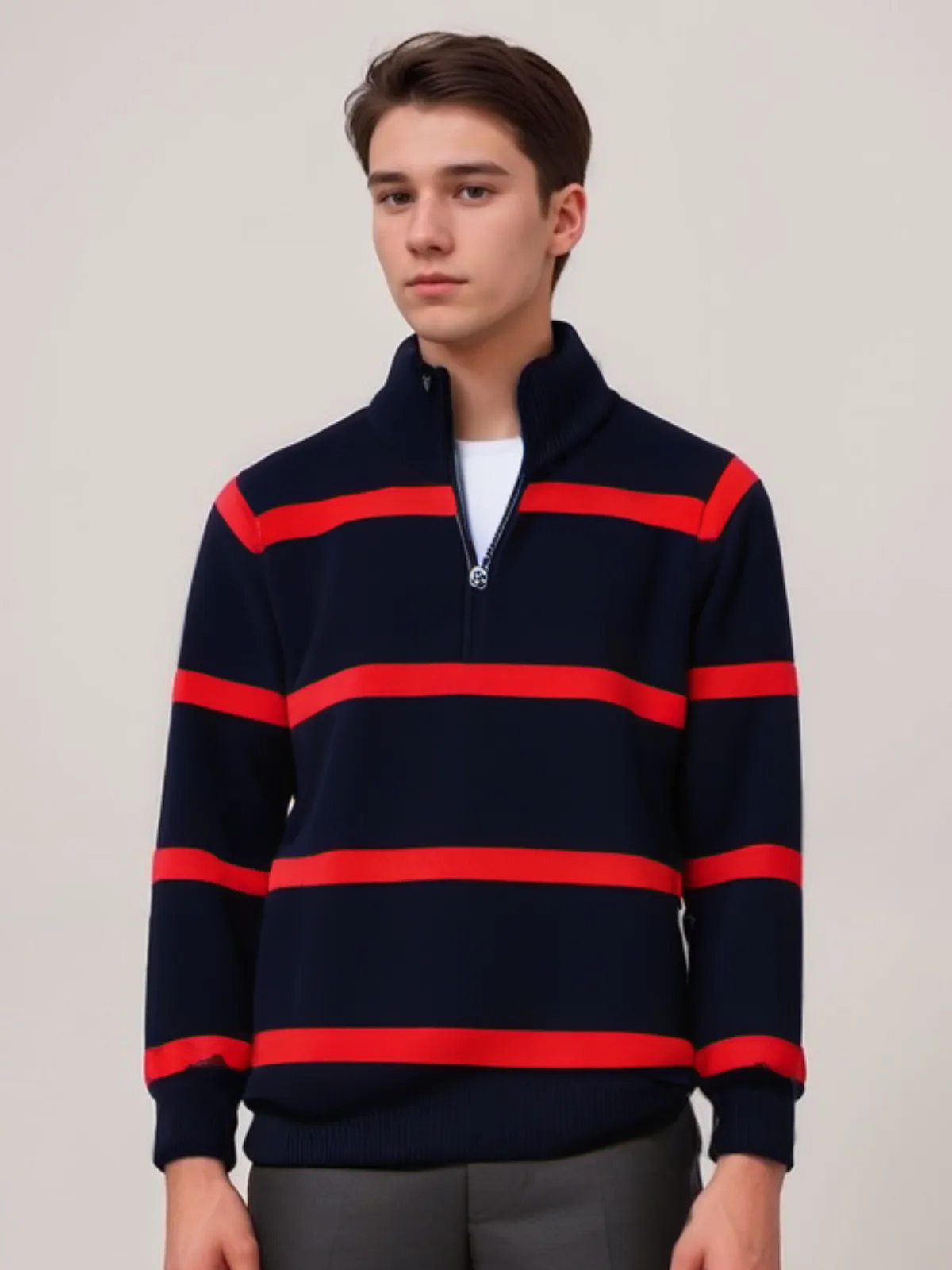 Cotton Knit Sweater with Jersey Fabric