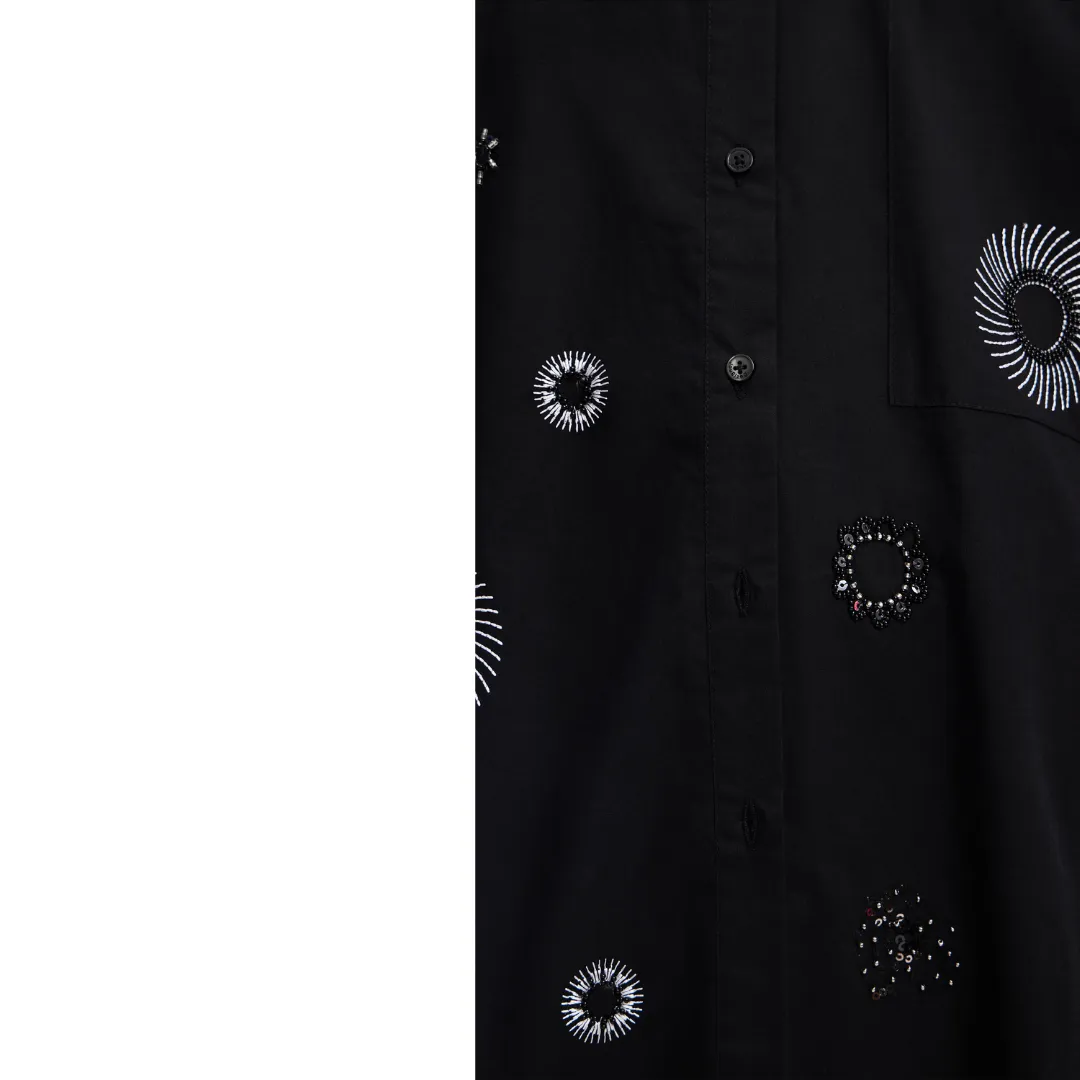 Cotton Oversized Embroidered Shirt