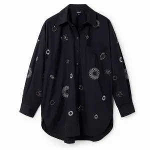 Cotton Oversized Embroidered Shirt