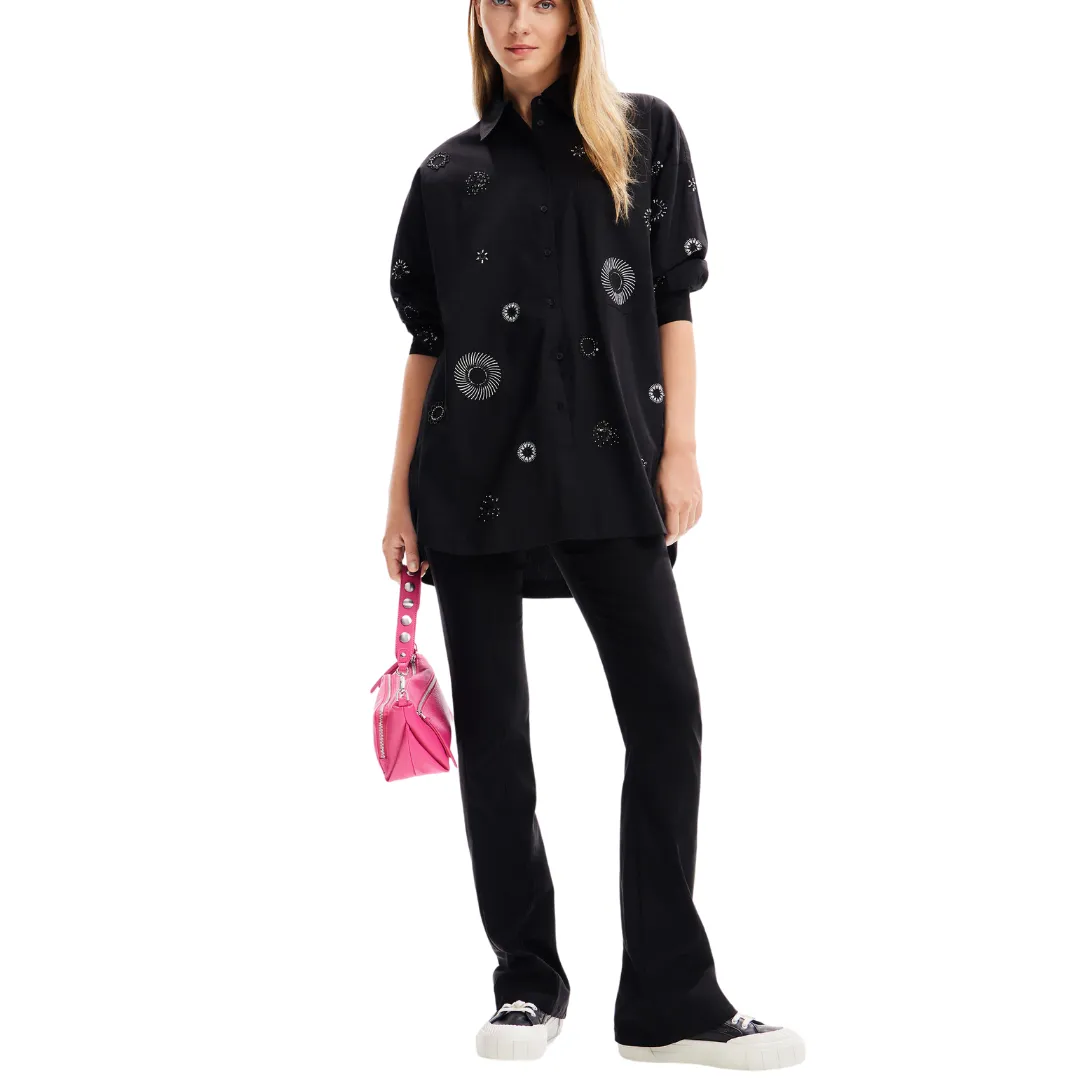 Cotton Oversized Embroidered Shirt
