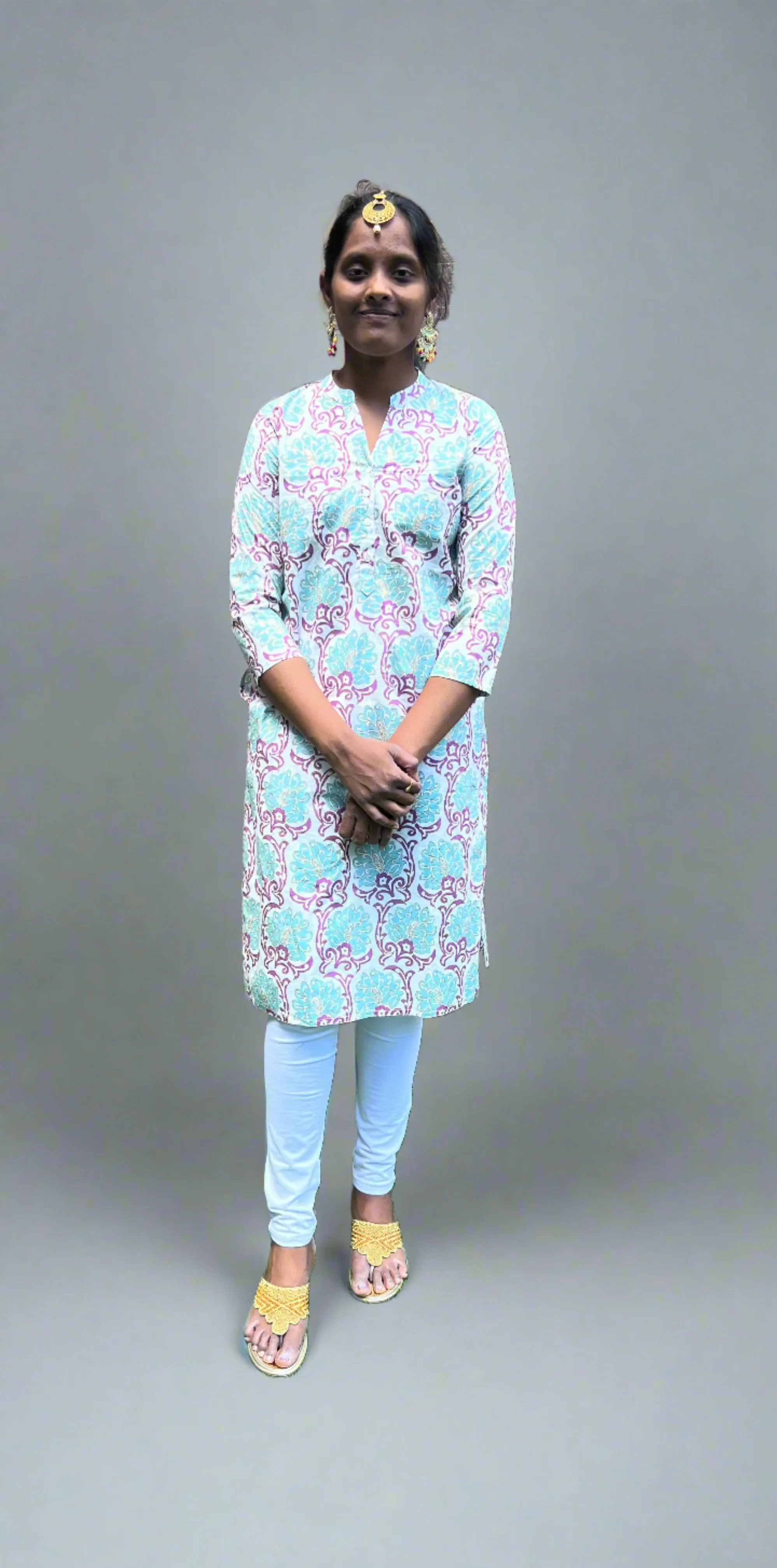 Cotton Pearl White Printed Kurta