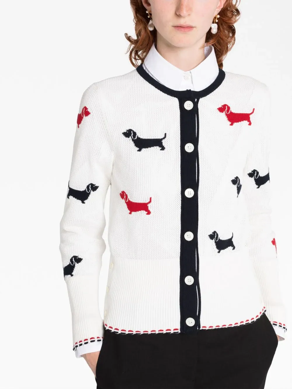 Cotton Pointelle Crewneck Hector Cardigan