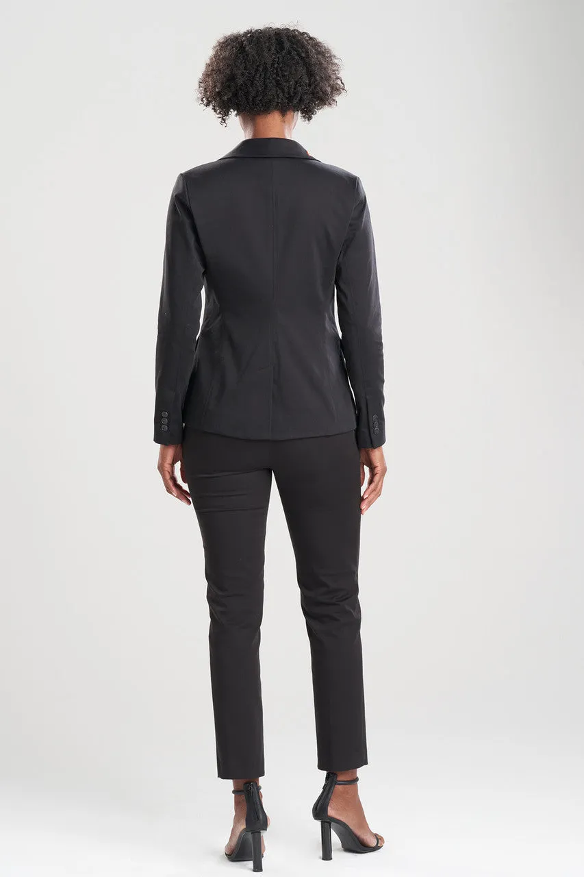 Cotton Sateen Embroidered Tailored Blazer Jacket