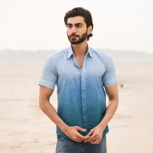 Cotton Shirt For Men | Half Sleeves | Collared | Indigo Blue