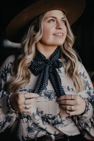 Cowboy Polka Black Dotted Silk Wild Rag