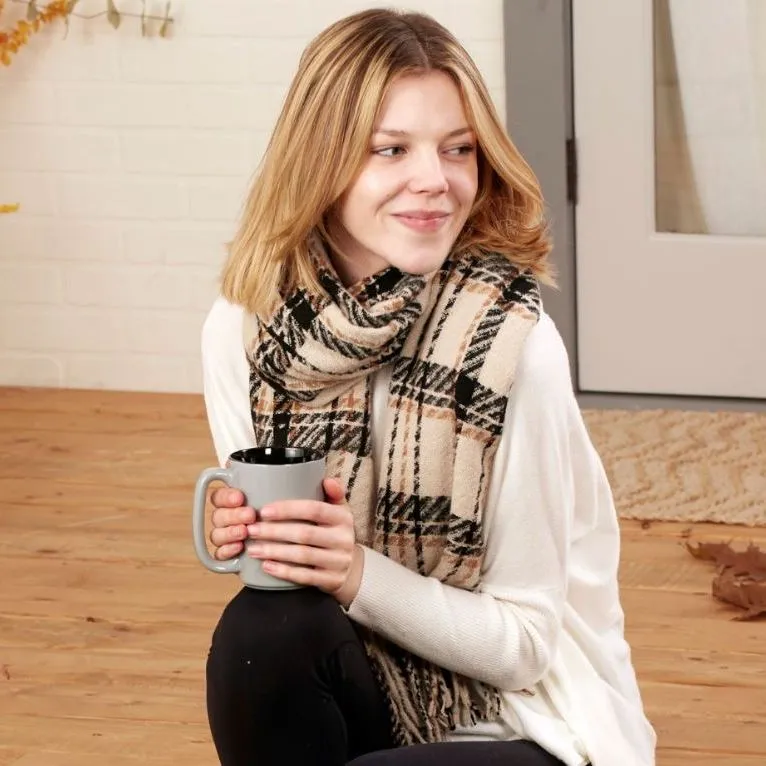 Cream Aspen Plaid Scarf
