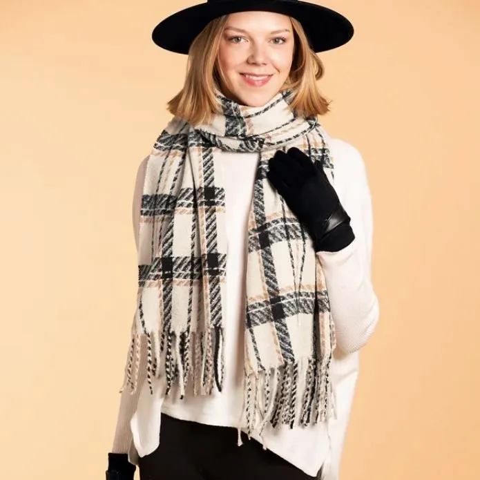 Cream Aspen Plaid Scarf
