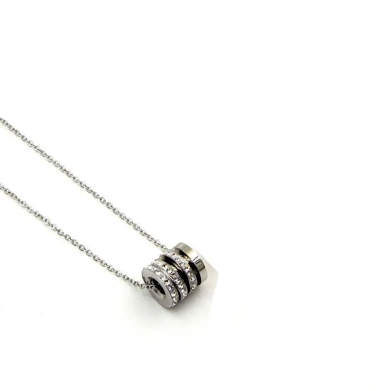 Creative Three Circles Titanium Steel Necklace Rose gold Charm Necklace jewelry JS0337