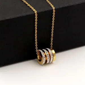 Creative Three Circles Titanium Steel Necklace Rose gold Charm Necklace jewelry JS0337