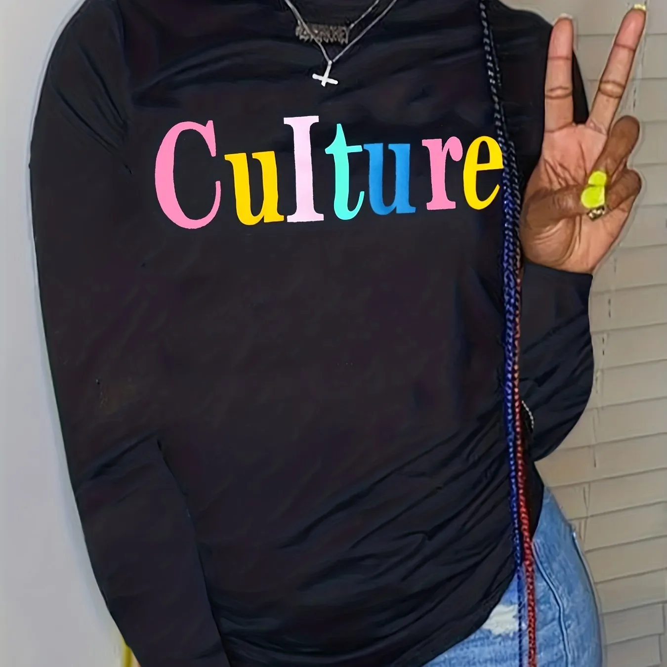 Crew Neck T-shirt, Casual Long Sleeve Top For Fall