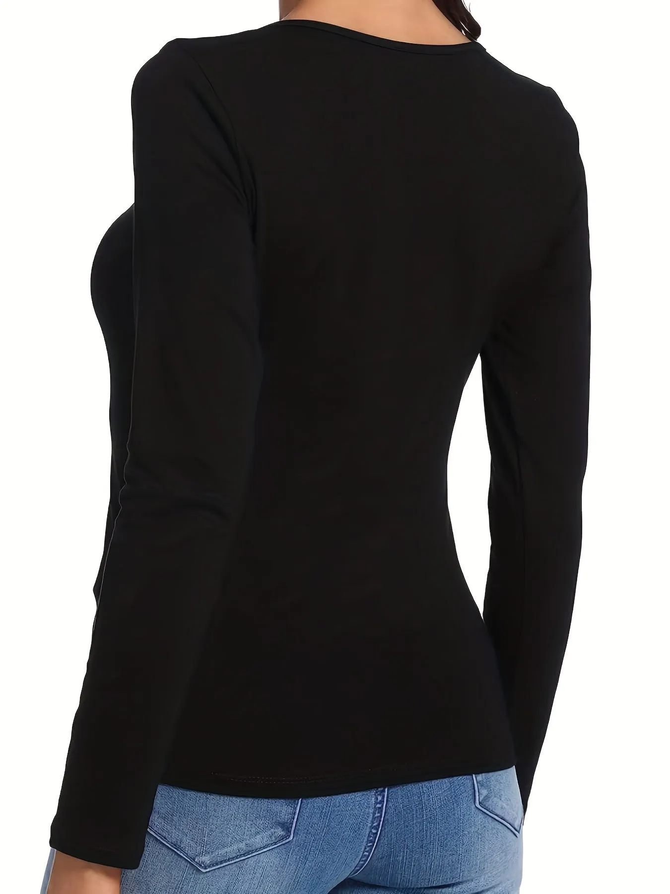 Crew Neck T-shirt, Casual Long Sleeve Top For Fall