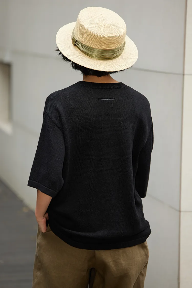 Crewneck Short Sleeve Linen T Shirt