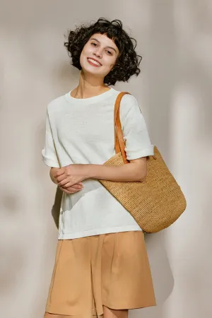 Crewneck Short Sleeve Linen T Shirt