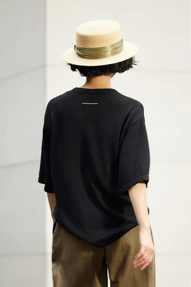 Crewneck Short Sleeve Linen T Shirt