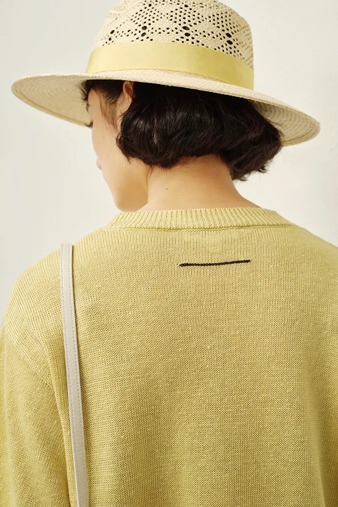 Crewneck Short Sleeve Linen T Shirt