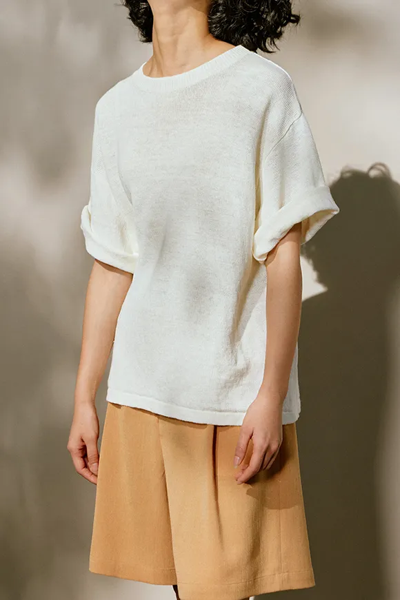Crewneck Short Sleeve Linen T Shirt