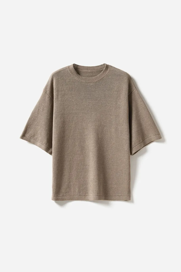 Crewneck Short Sleeve Linen T Shirt
