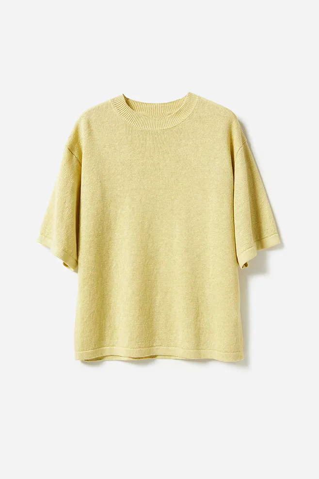 Crewneck Short Sleeve Linen T Shirt