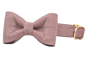 Crimson Houndstooth Bow Tie Dog Collar