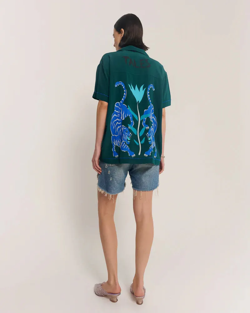 Crouching Tiger Silk shirt - emerald