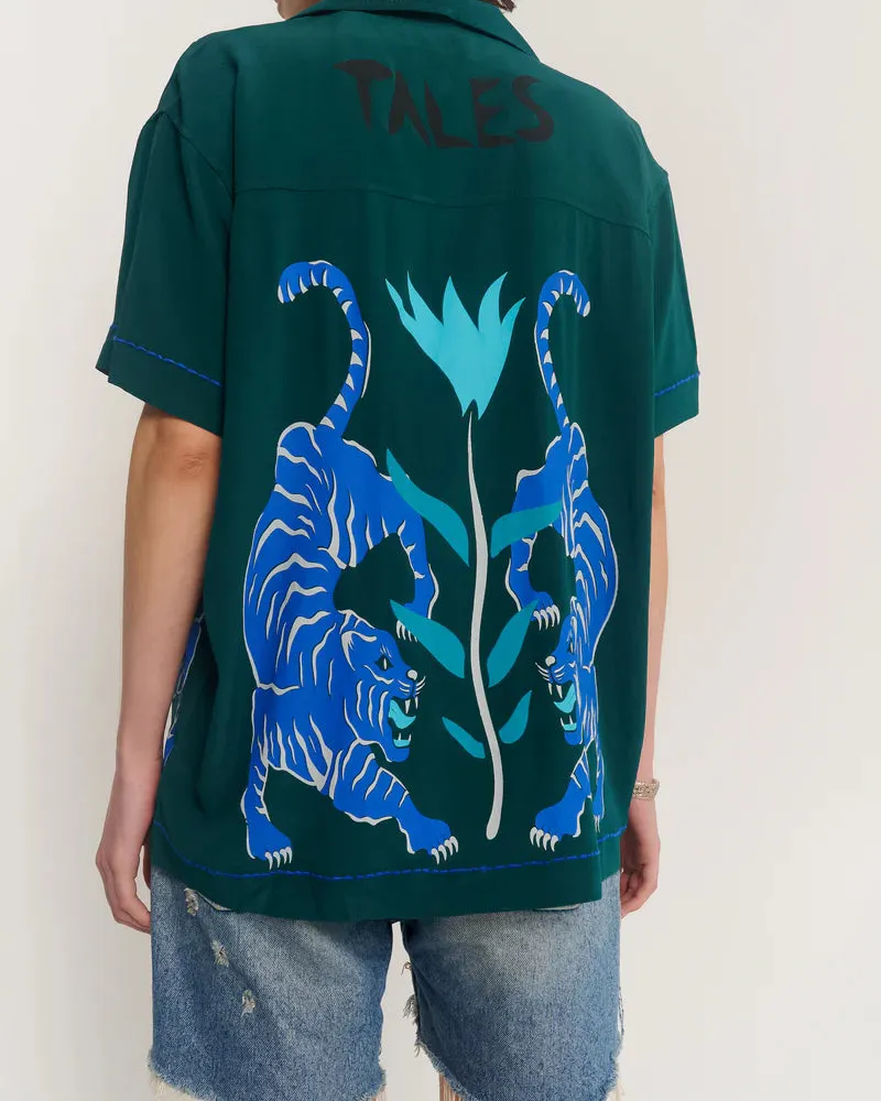 Crouching Tiger Silk shirt - emerald