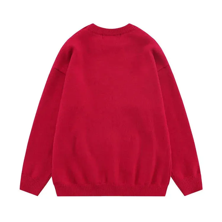 Cuddle-Ready Chic: Long Sleeve Bunny Print Sweater - Elevate Your Casual Style with Adorable Vibes! 🌟👕