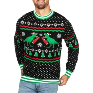 Custom 100% Cotton Christmas Dinosaur Knit Sweater – Knitwear Manufacturer