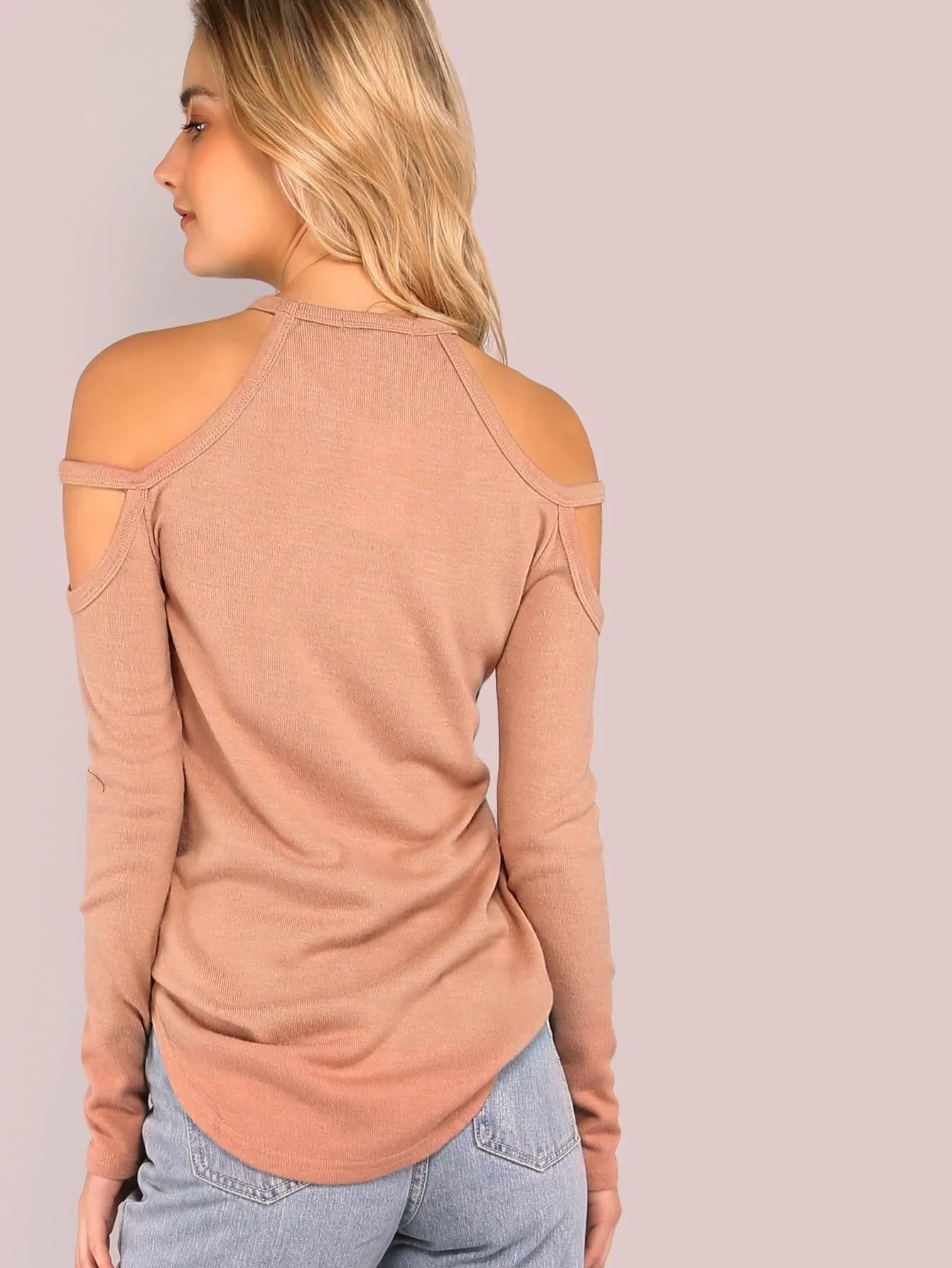cutout shoulder detail fashion long sleeve top