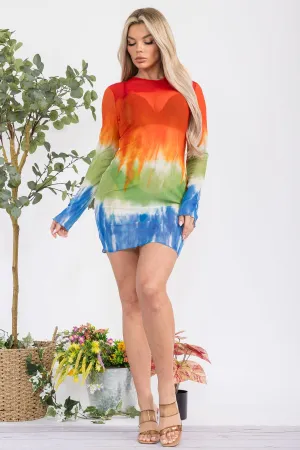 D676X - MESH LONG SLEEVE BODYCON  DRESS