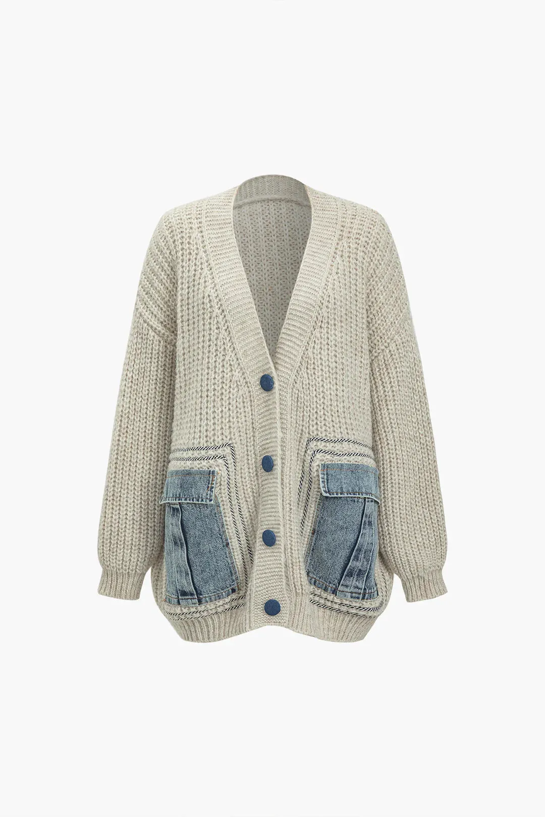Denim Pocket Sweater Cardigan