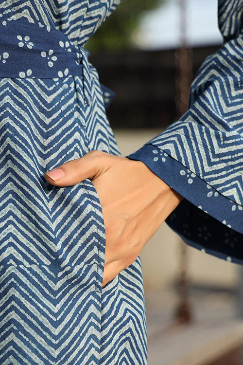 Dharan "Lily Jumpsuit " Indigo Block Printed Jumpsuit
