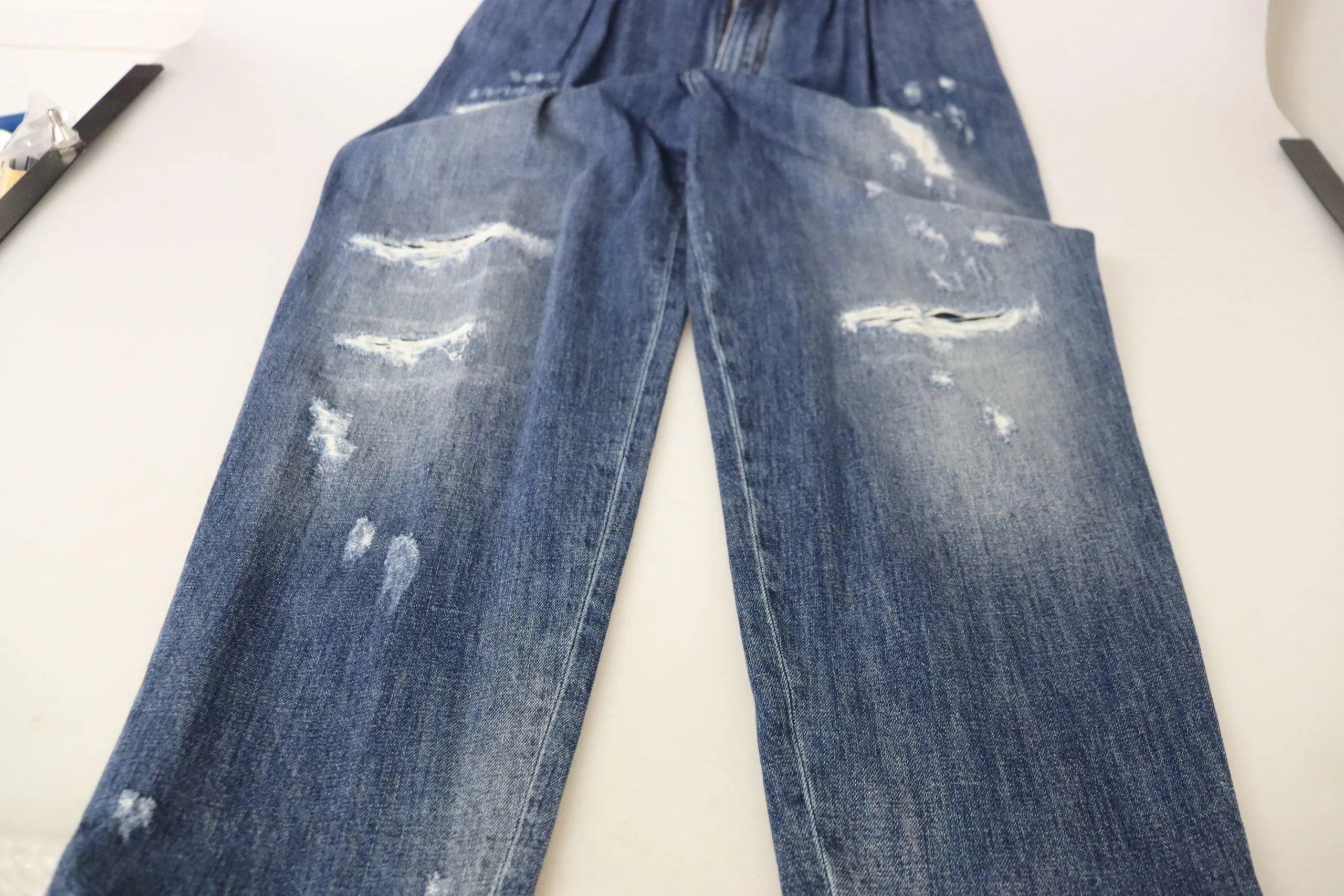 Dolce & Gabbana Blue Washed High Waist Loose Fit Pants