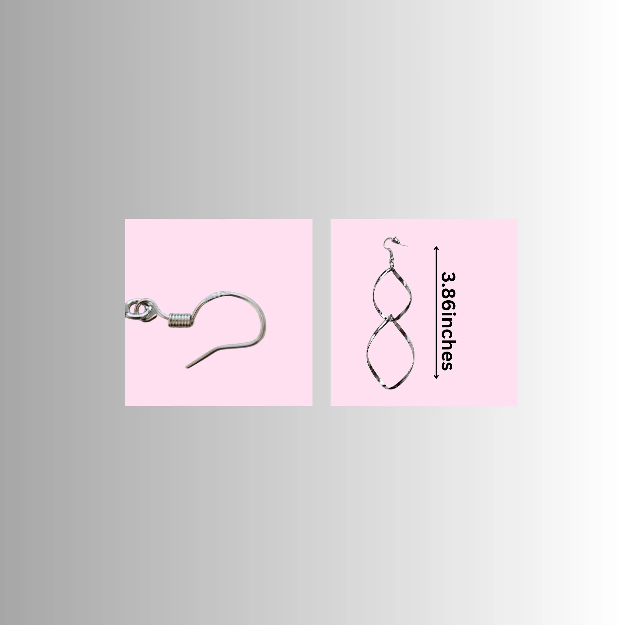 Double Loops Silver Drop Earrings