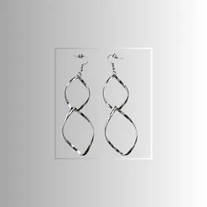 Double Loops Silver Drop Earrings