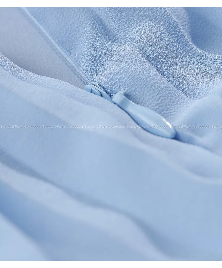 DPLAY Light Luxury Sky Blue Pressed Cake layer Dress - Ami