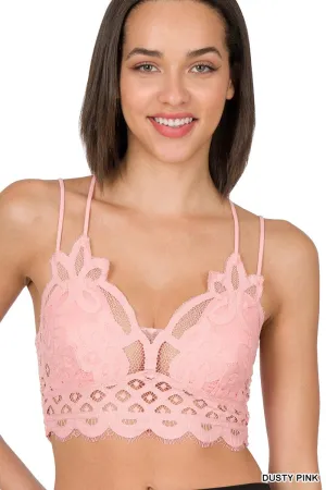 Dusty Pink Double Strapped Lace Bralette
