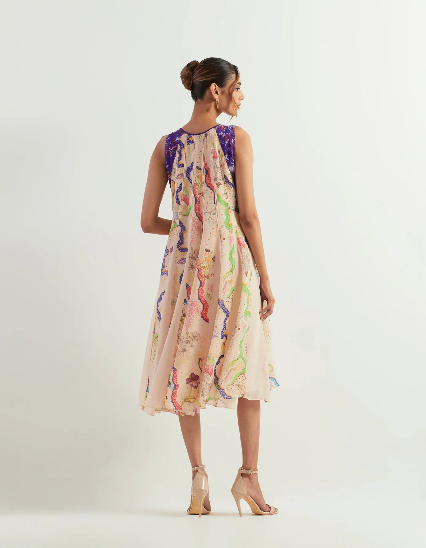 Eclectic printed panelled tunic