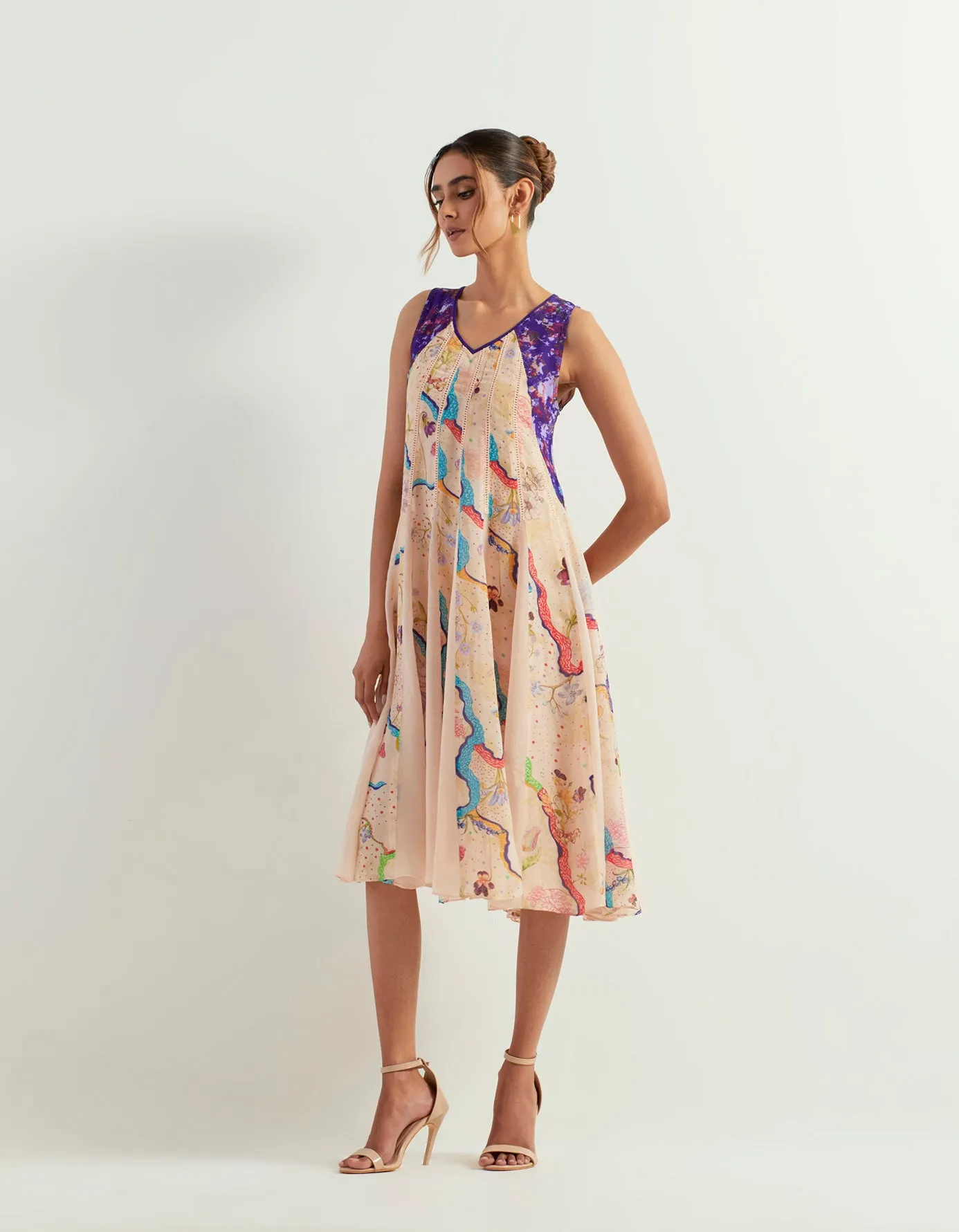Eclectic printed panelled tunic