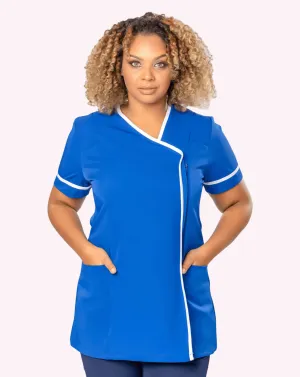 Eden Asymmetric Tunic with Pocket - Royal Blue / White