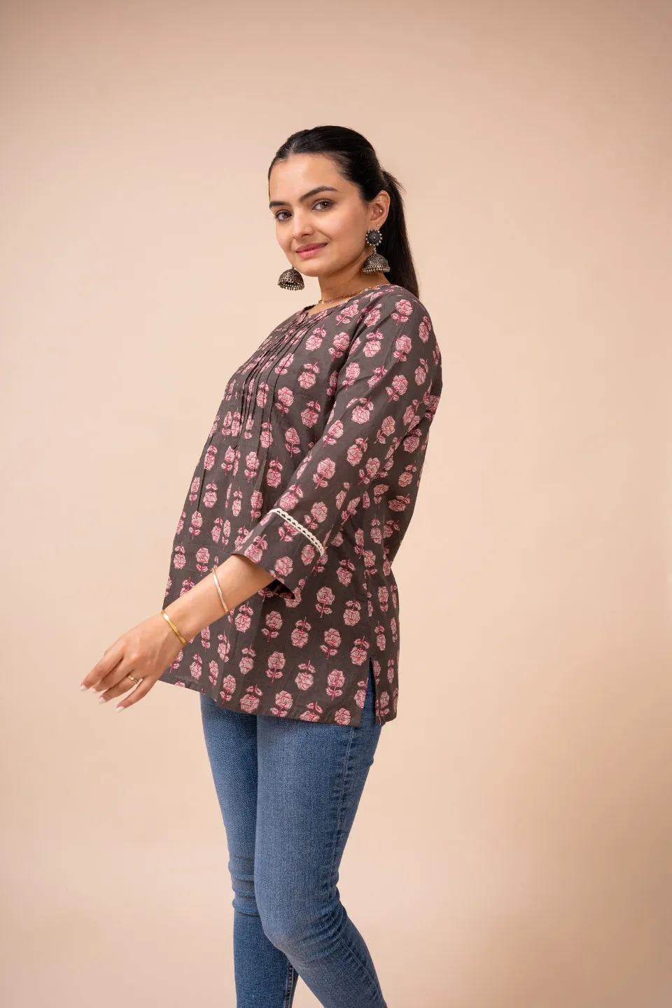 Ekisha's women multicolor floral designer printed cotton tunic top short kurti