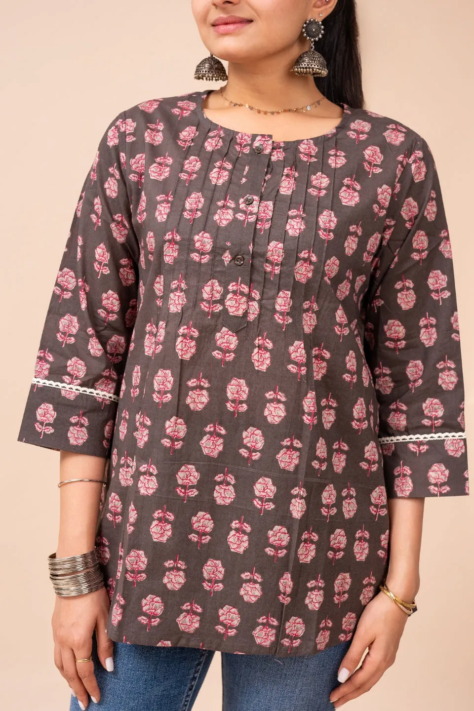 Ekisha's women multicolor floral designer printed cotton tunic top short kurti