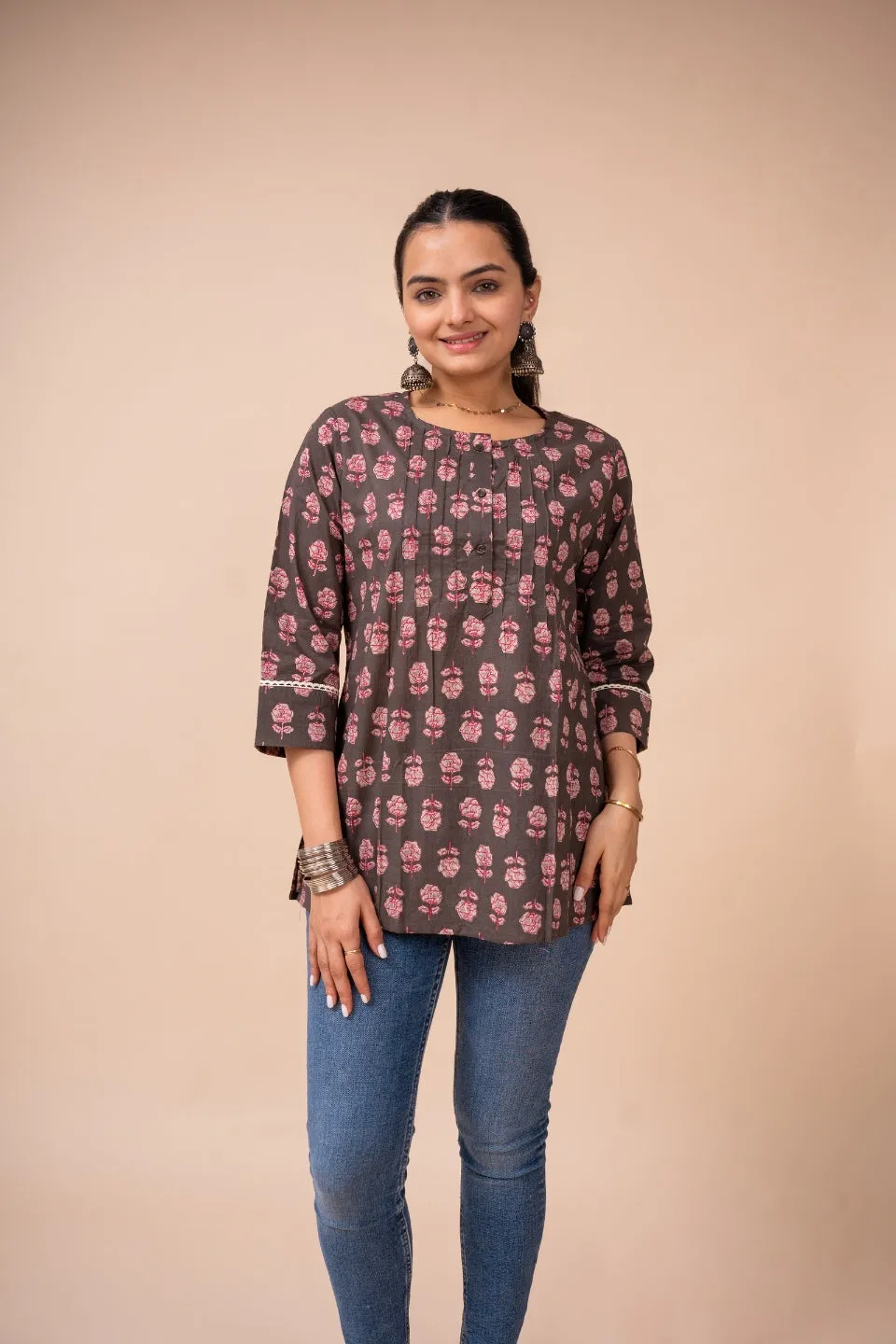 Ekisha's women multicolor floral designer printed cotton tunic top short kurti