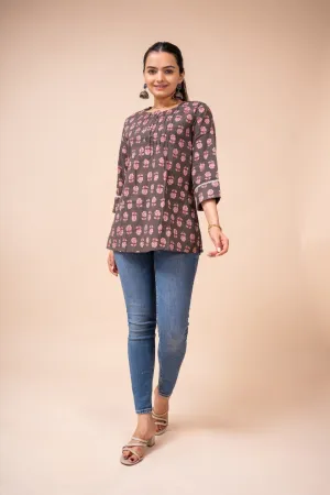 Ekisha's women multicolor floral designer printed cotton tunic top short kurti