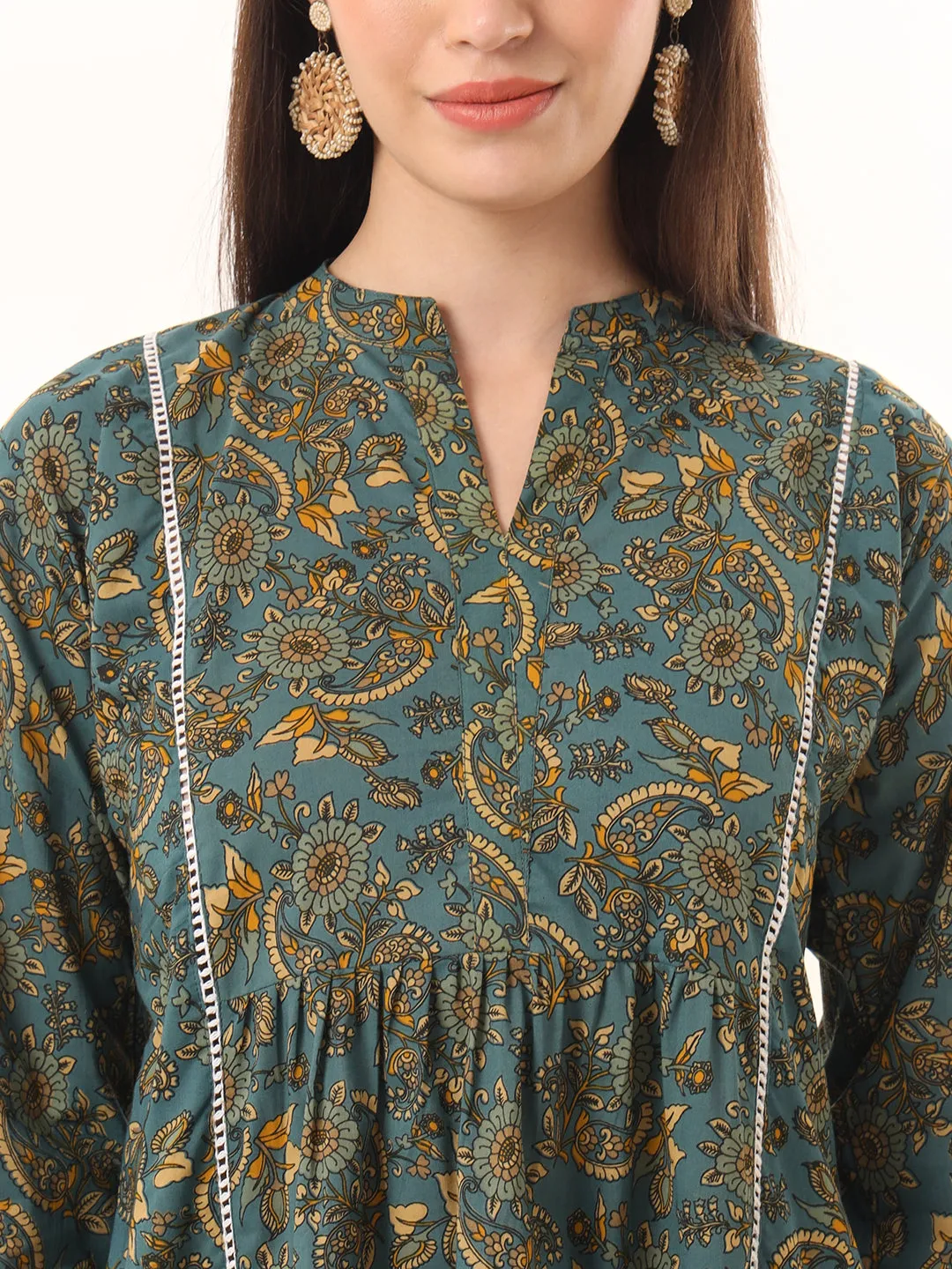 Ekisha's women rama multicolor designer printed cotton tunic top short kurti