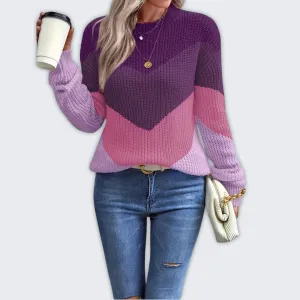 Elegant Fitted Knit Crew Neck Sweater for Women - Chic Comfort