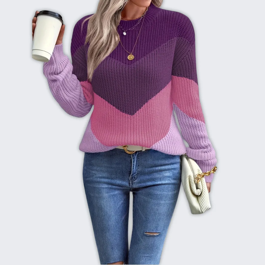 Elegant Fitted Knit Crew Neck Sweater for Women - Chic Comfort
