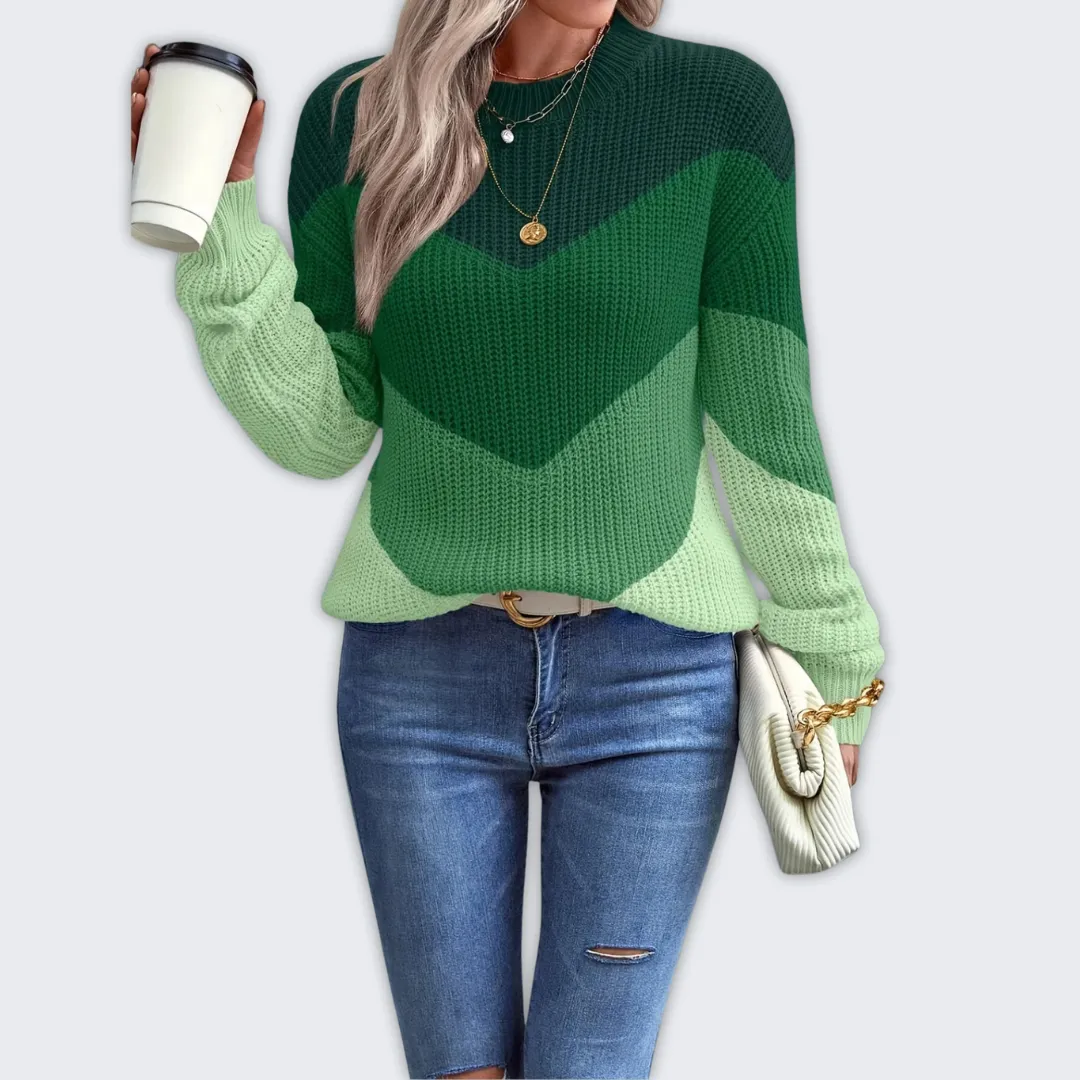 Elegant Fitted Knit Crew Neck Sweater for Women - Chic Comfort