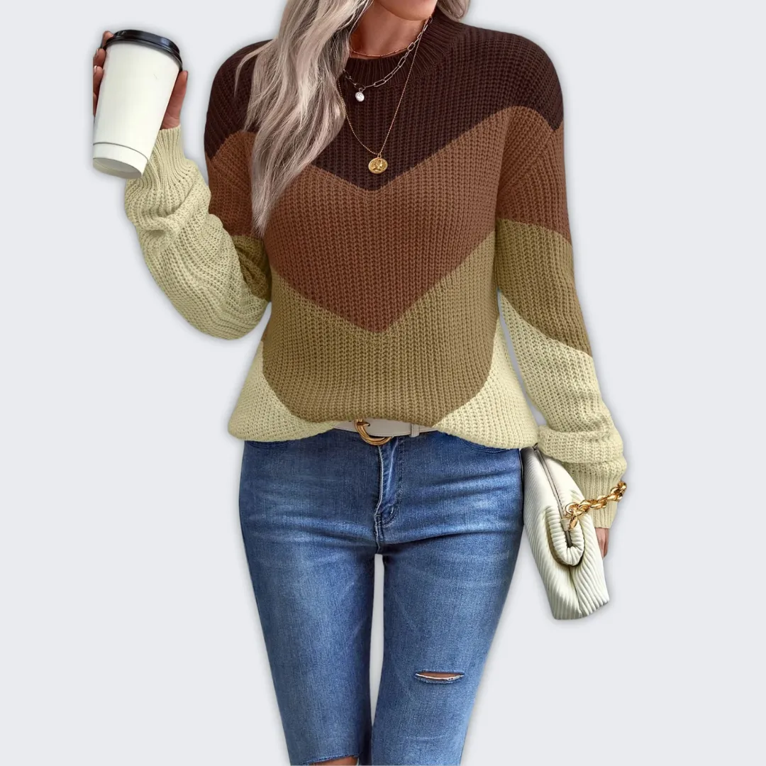 Elegant Fitted Knit Crew Neck Sweater for Women - Chic Comfort