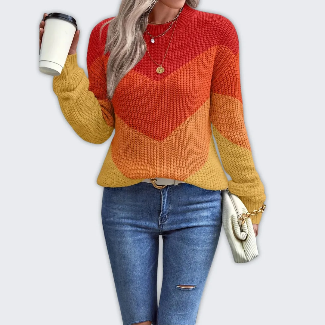 Elegant Fitted Knit Crew Neck Sweater for Women - Chic Comfort