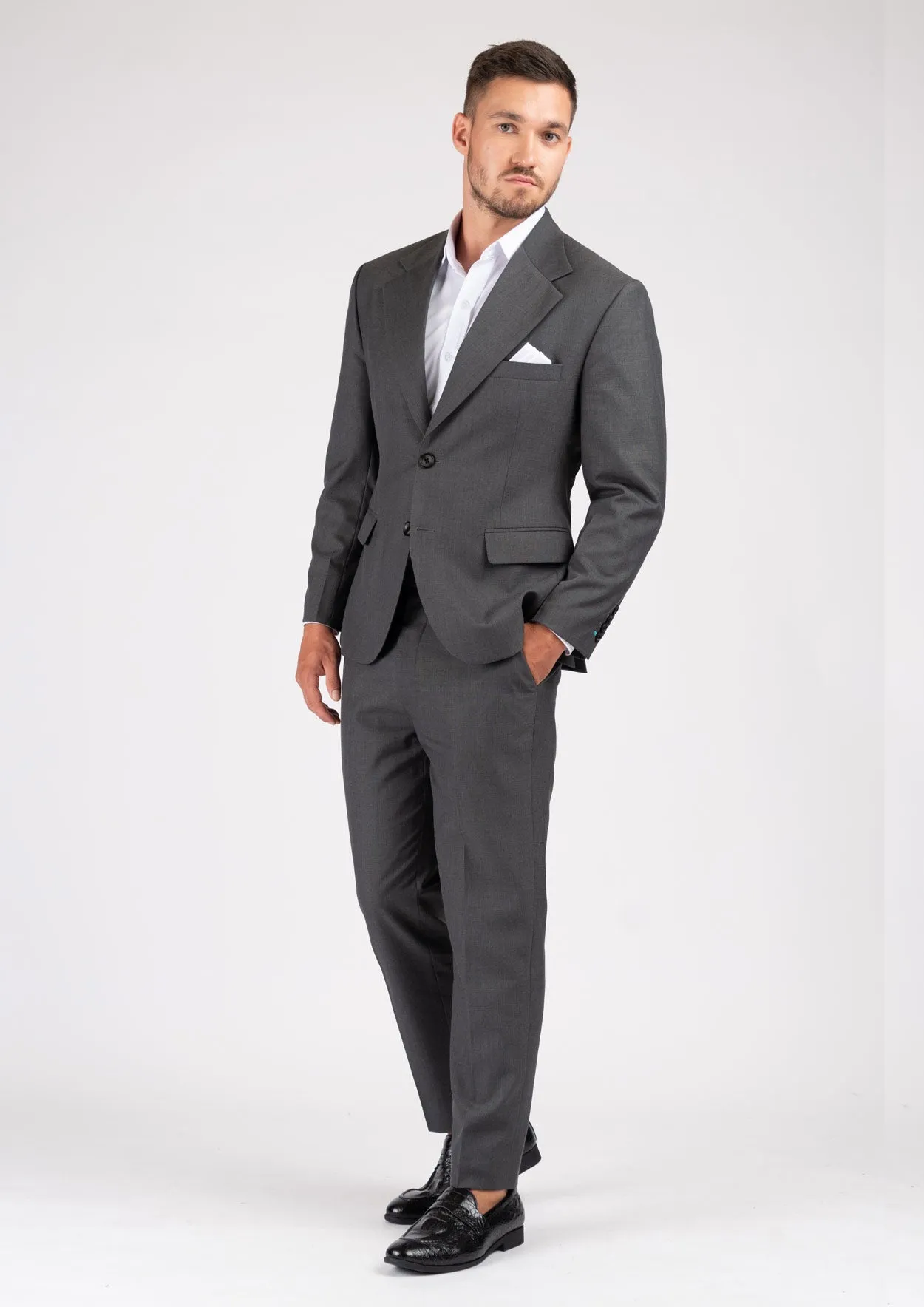 Ellis Charcoal Sharkskin Suit